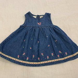 🦜 SOME BUNNY GIRLS JEANS SLEEVELESS DRESS SIZE 12 MONTHS  🦜